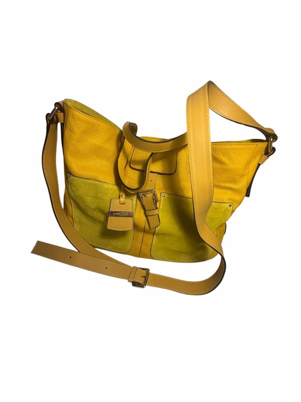 A. Bellucci Yellow Leather & Suede Shoulder Bag Made In Italy